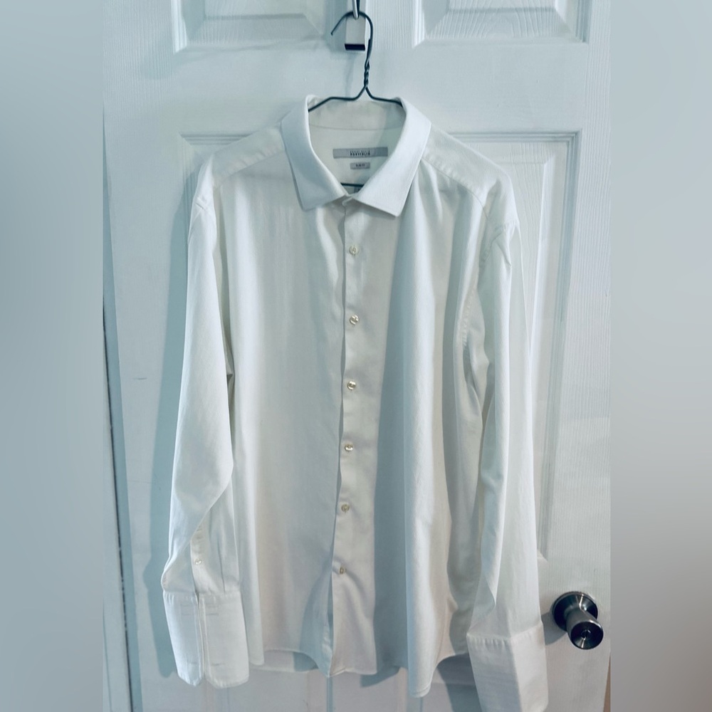 Perry Ellis Portfolio Men's Classic French Cuff White Shirt